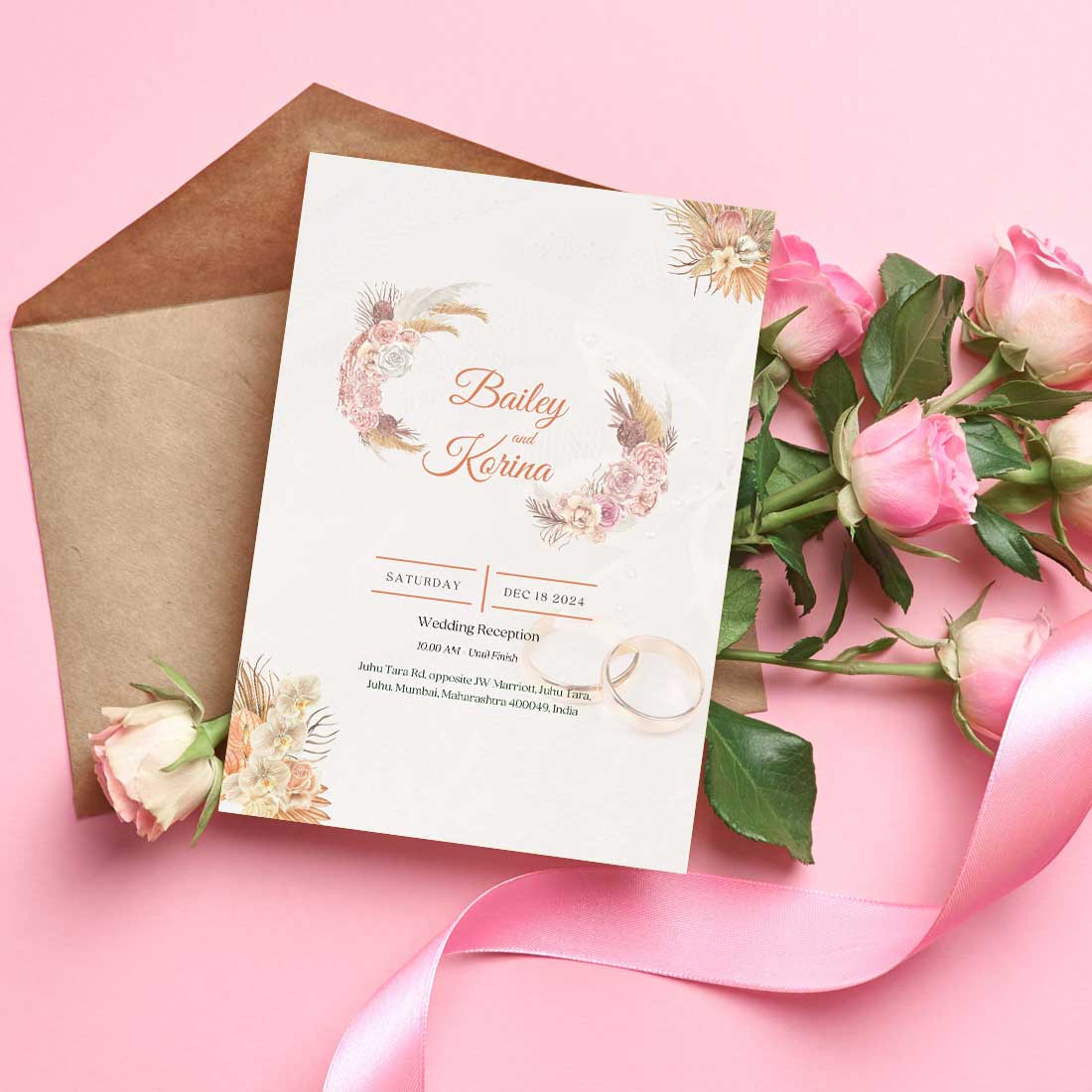Create Invitation Card for Wedding - Custom Wedding Invitation-6x9 inches (Acrylic or Satin on Paper Board)(25 pcs)