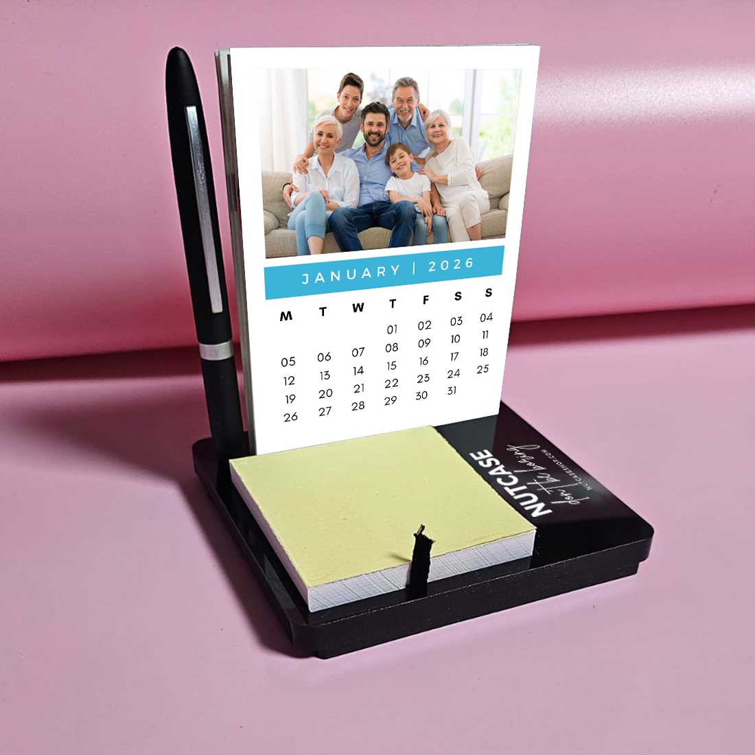Calendar on Desk with Photo and Pen Stand (including Pen) and Slot for Post-its (Post Its 1 set Included)