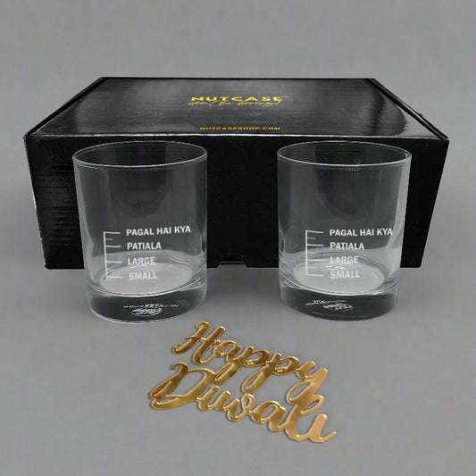 Nutcase Diwali gift Set Engraved Whiskey Glasses Premium PU Leather Box