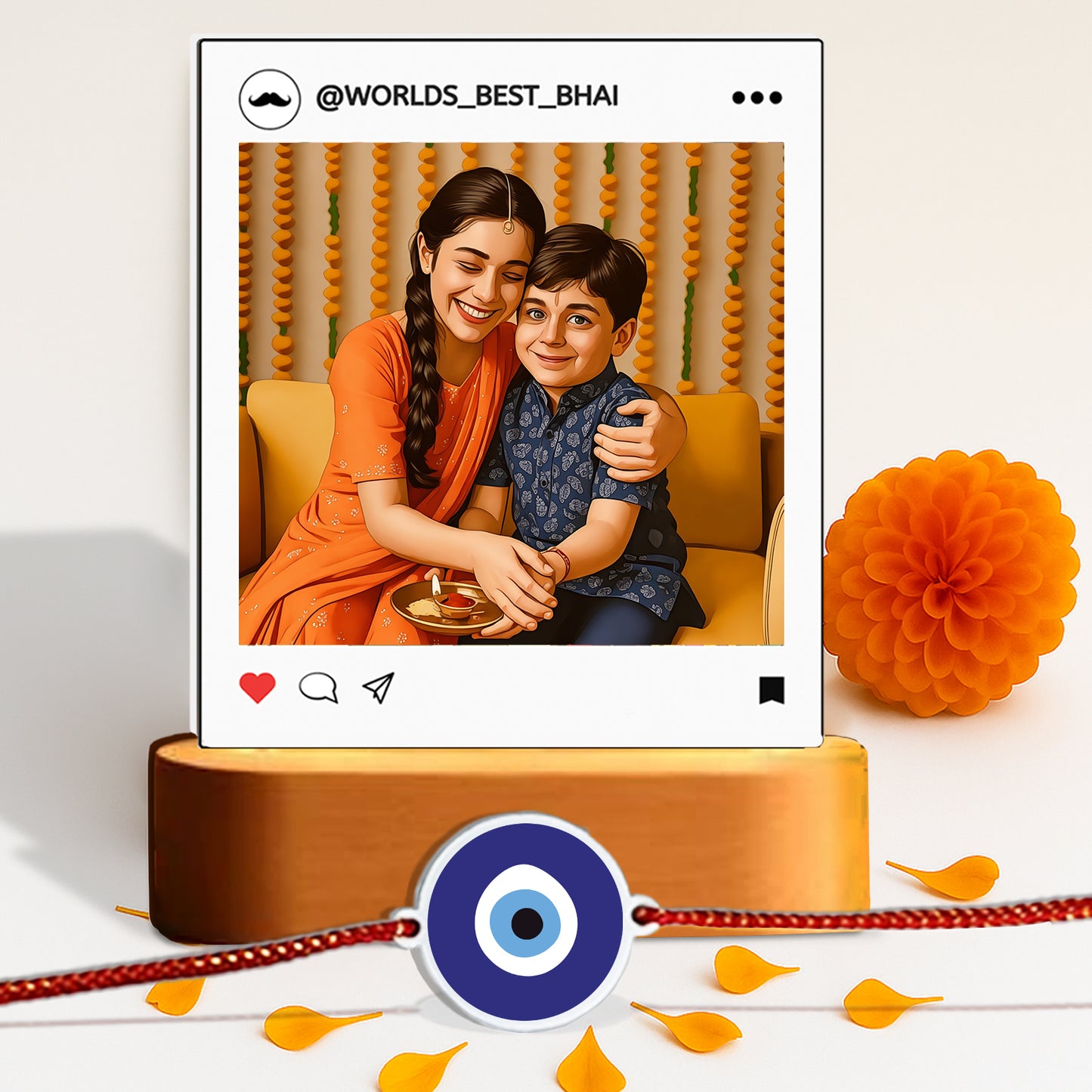 Custom Rakhi Gift Set for Brother – LED Photo Lamp & Super Bro / Photo Rakhi