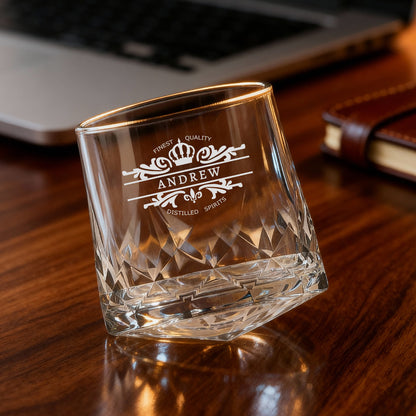 Custom Scotch Whiskey Glasses – Premium Engraved Diamond-Cut Whisky Glass, Gift for Men, Birthdays & Barware Lovers