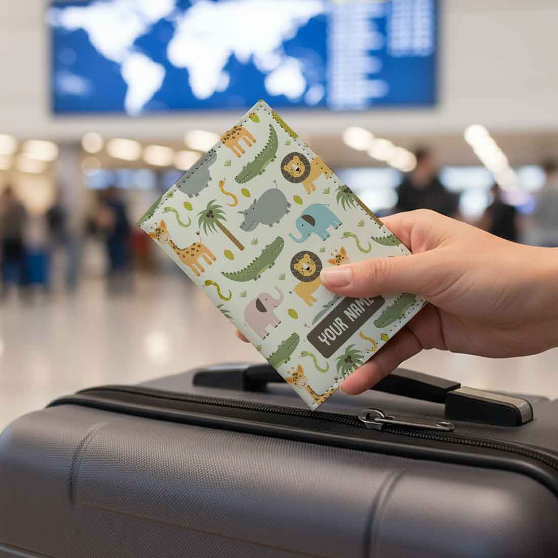 Customized Passport Cover with Baggage Tag Set for Children - Wild Animals