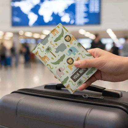 Customized Passport Cover with Baggage Tag Set for Children - Wild Animals