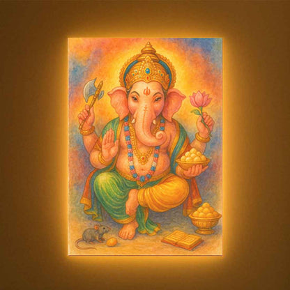 Beautiful Ganpati Photo Frame with LED Lighting & HD Clarity – Ideal for Home Temple, Office, or Gifting