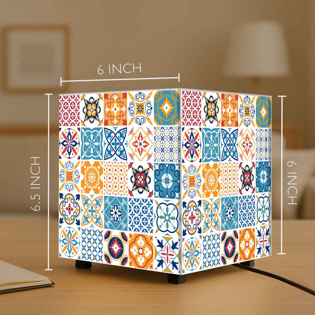 Nutcase Designer Cube Lamp for Home Decor – Moroccan Tile Pattern