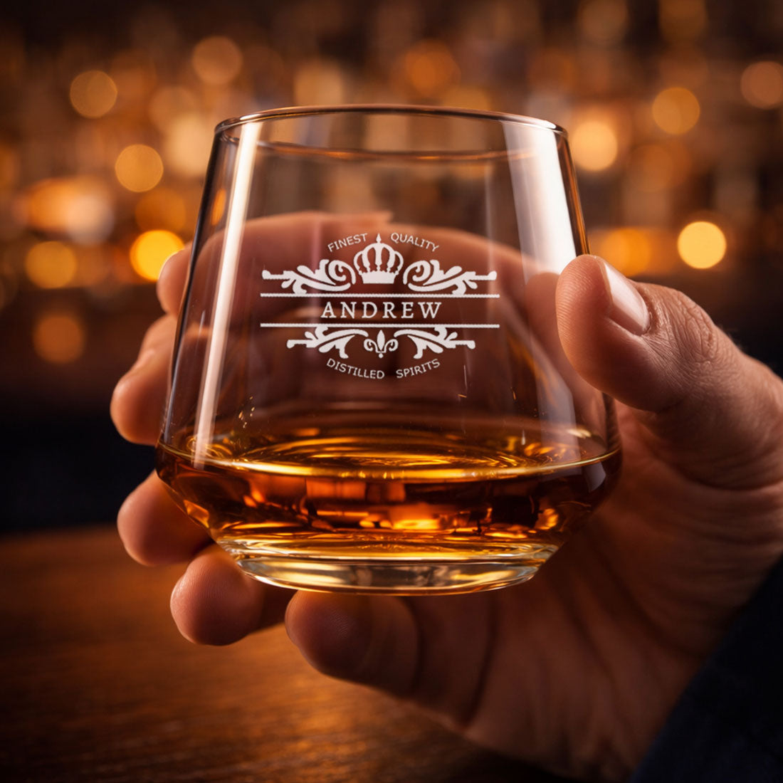 Customized Scotch Whiskey Drinking Glasses - Engraved Modern Whiskey Glass & Luxury Gift for Men