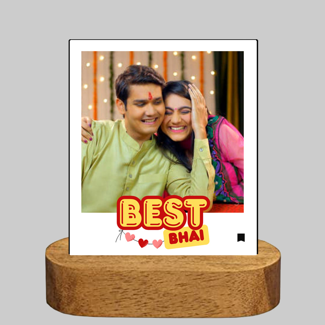 Rakshabandhan Gift for Brother Personalized LED Lamp with Photo – Acrylic Night Light for Bhai
