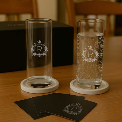 Premium Whiskey Glasses Set Diwali Gift – Personalized Glassware with Playing Cards