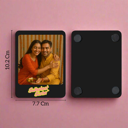 Personalized Raksha Bandhan Gift Box  Photo Fridge Magnet Set of 2 – Unique Polaroid Style Acrylic Photo Frames With Chocolate