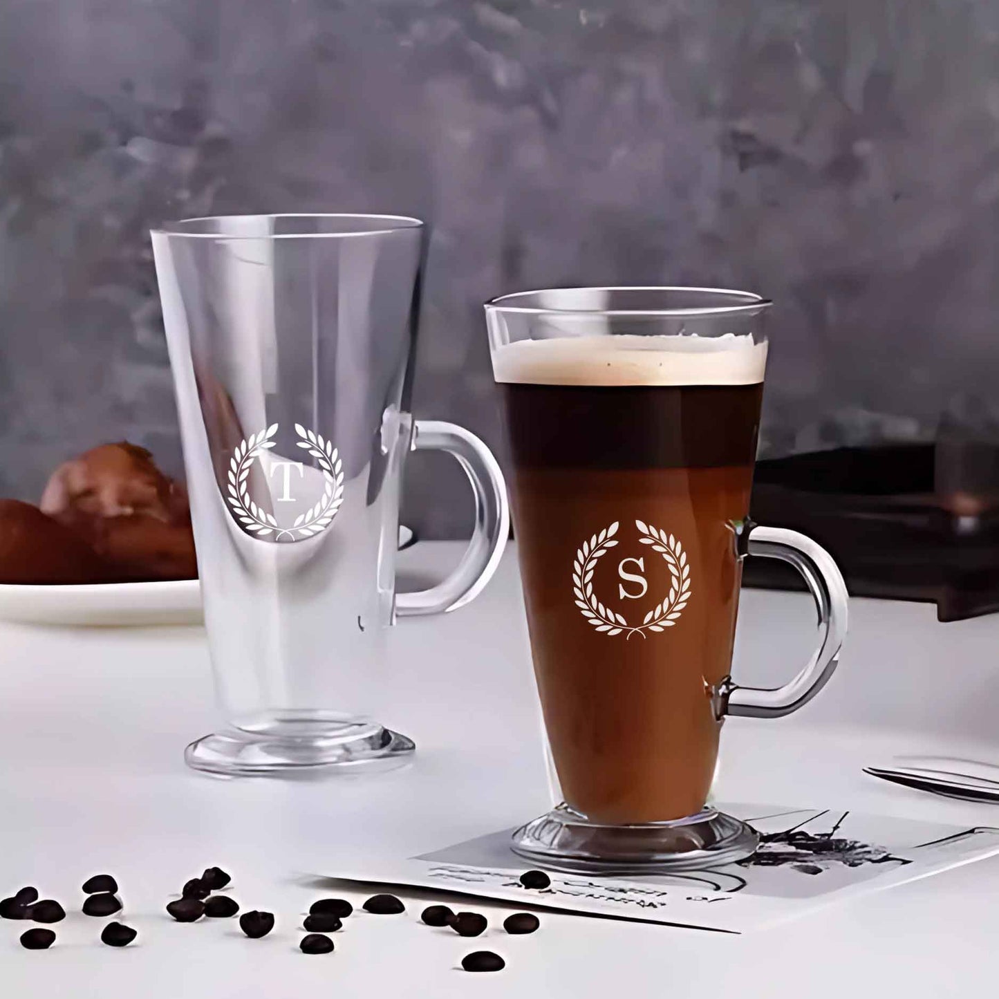 Personalized Coffee Mugs Tall Cups with Handle For Ice Coffee, Latte, Cappuccino, Hot Chocolate - Set of 2