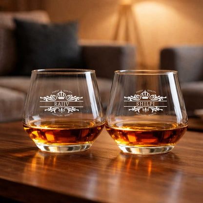 Customized Scotch Whiskey Drinking Glasses - Engraved Modern Whiskey Glass & Luxury Gift for Men