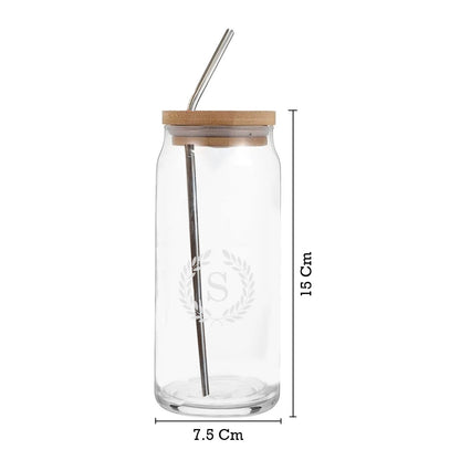 Nutcase Custom Glass with Straw (Metal) and Wooden Lid