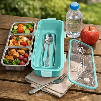 Personalized Insulated Tiffin Box Stainless Steel 3 Compartment Leak-Proof Lunch Box