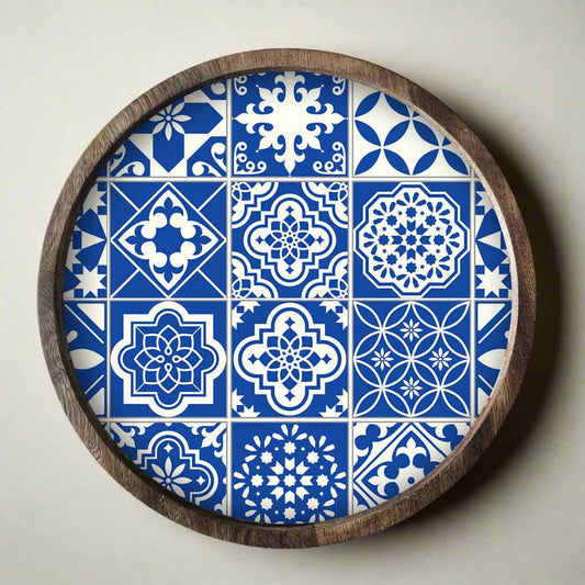 Round Platters for Serving Mango Wood Tray For Dry Snacks - Spanish Design