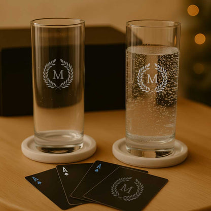 Personalized Diwali Gift Set – Premium Glassware with Custom Playing Cards