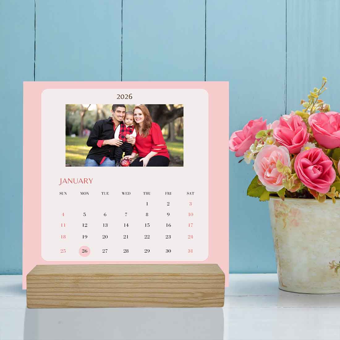 Nutcase Photo Calendar with Wooden Stand-Your Pics on Your Calendar