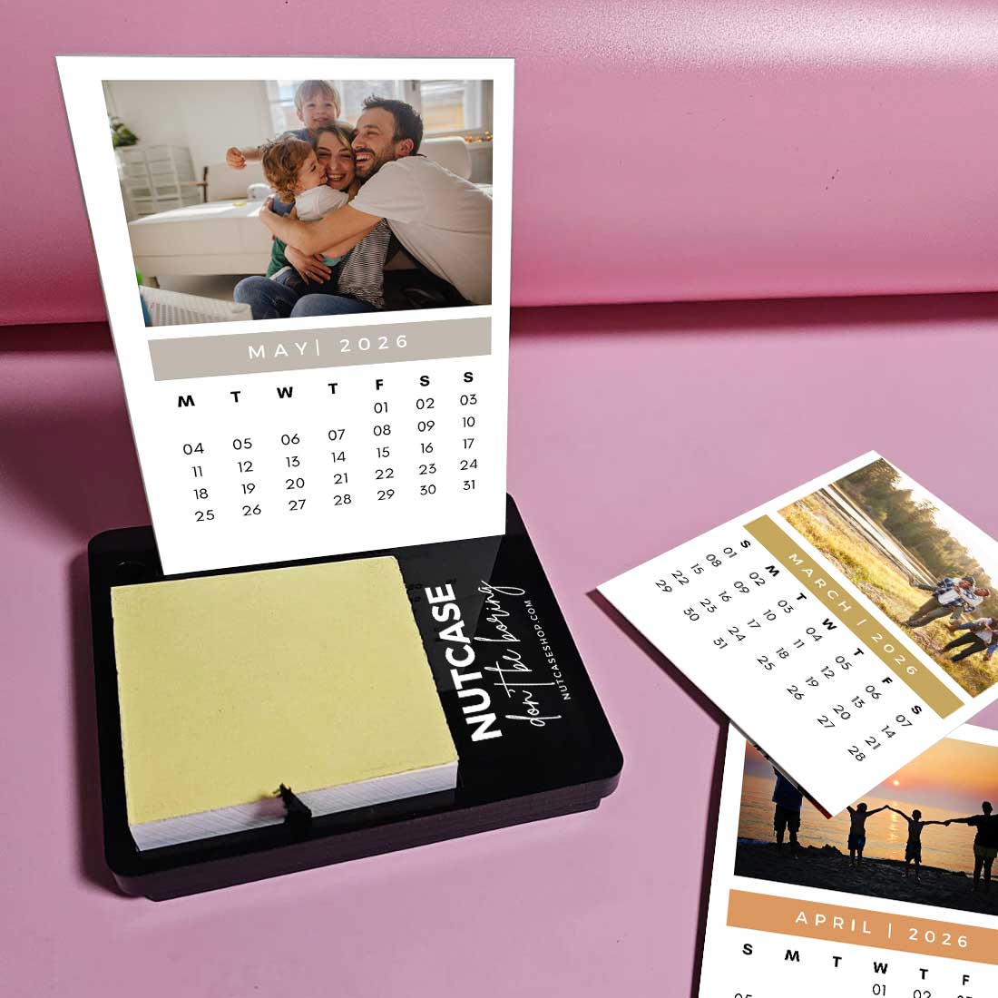 Calendar on Desk with Photo and Pen Stand (including Pen) and Slot for Post-its (Post Its 1 set Included)