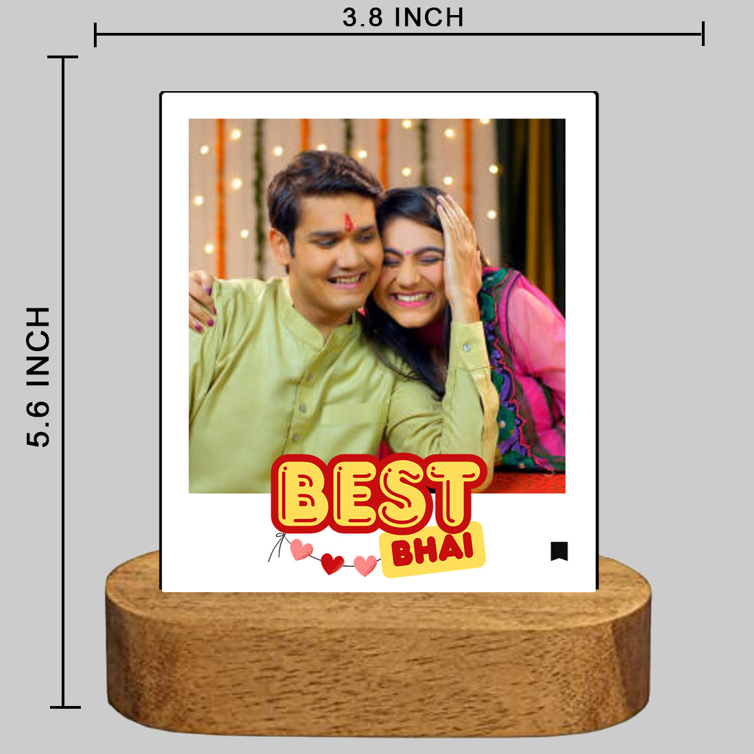 Rakshabandhan Gift for Brother Personalized LED Lamp with Photo – Acrylic Night Light for Bhai