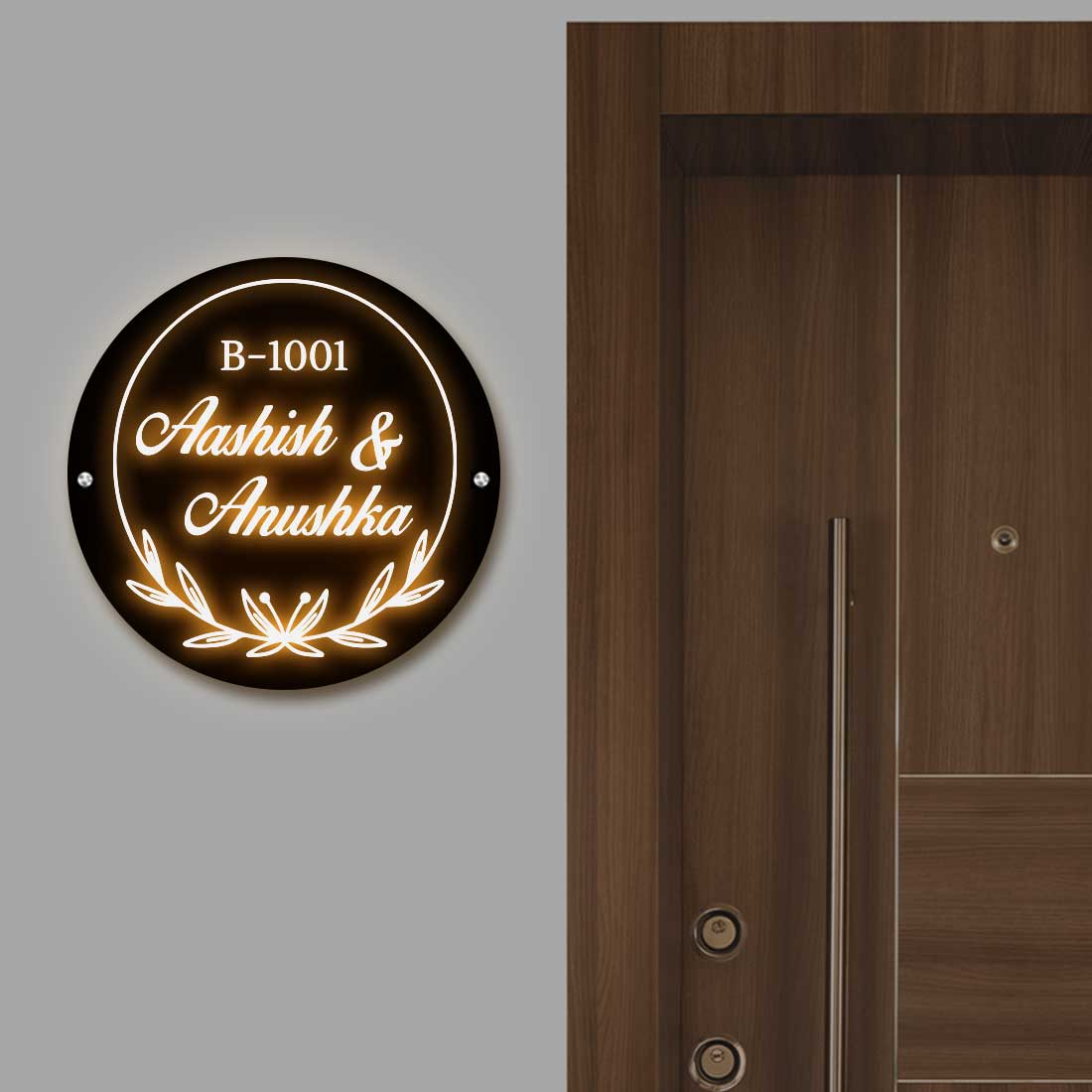 House Name Plate with Light Custom Round Name Board