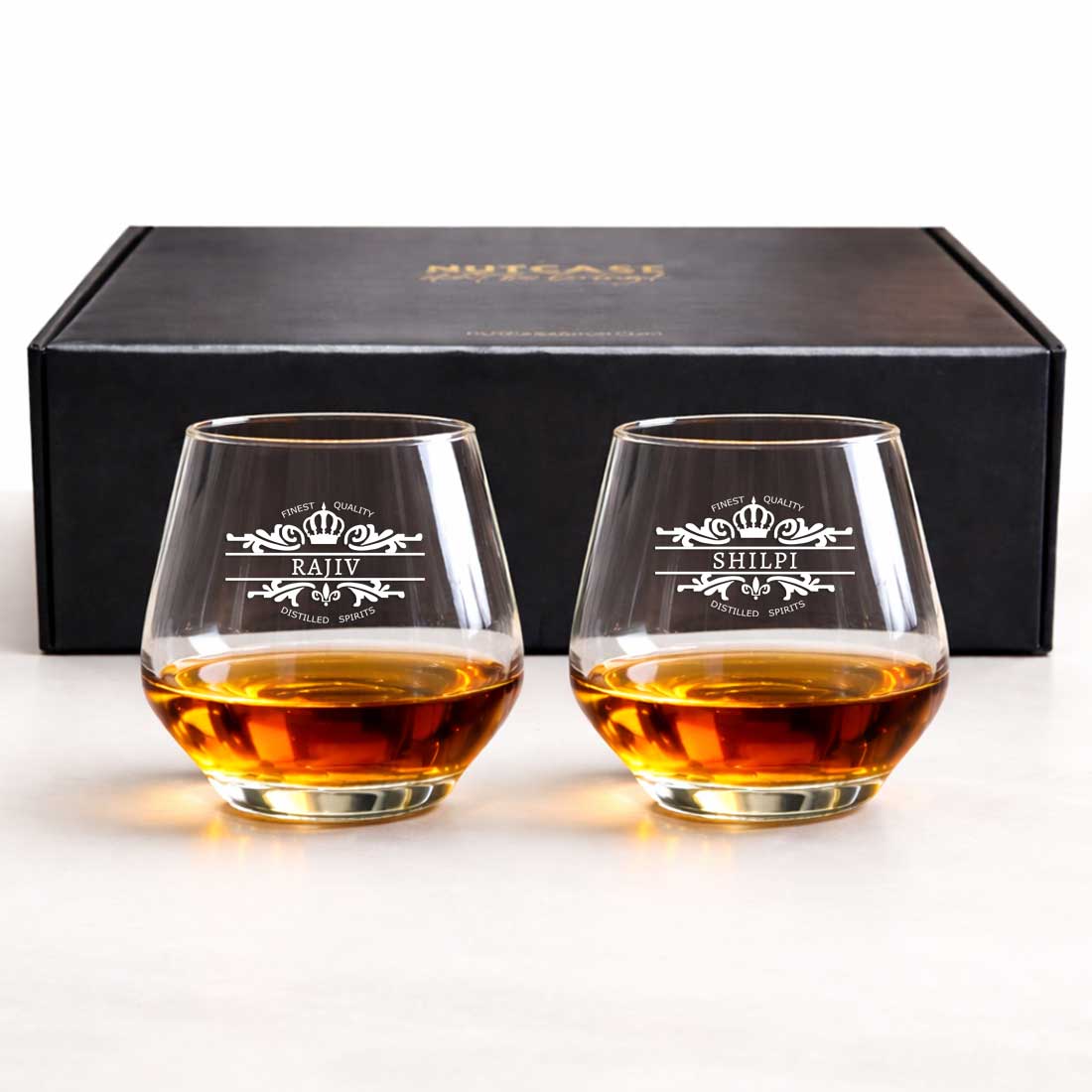 Customized Scotch Whiskey Drinking Glasses - Engraved Modern Whiskey Glass & Luxury Gift for Men