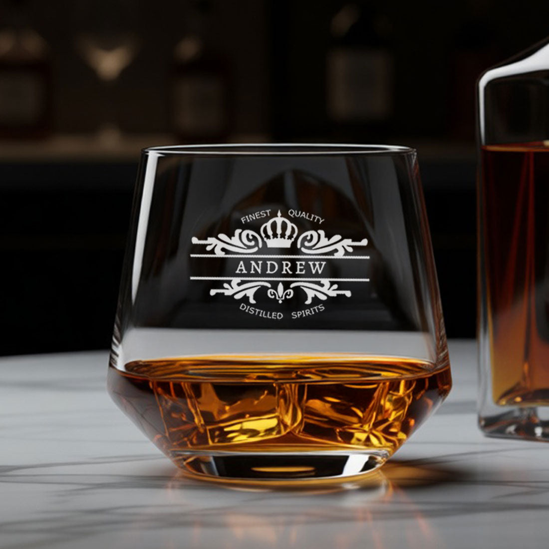 Customized Scotch Whiskey Drinking Glasses - Engraved Modern Whiskey Glass & Luxury Gift for Men
