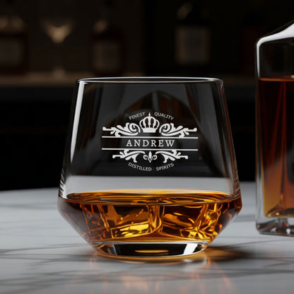 Customized Scotch Whiskey Drinking Glasses - Engraved Modern Whiskey Glass & Luxury Gift for Men