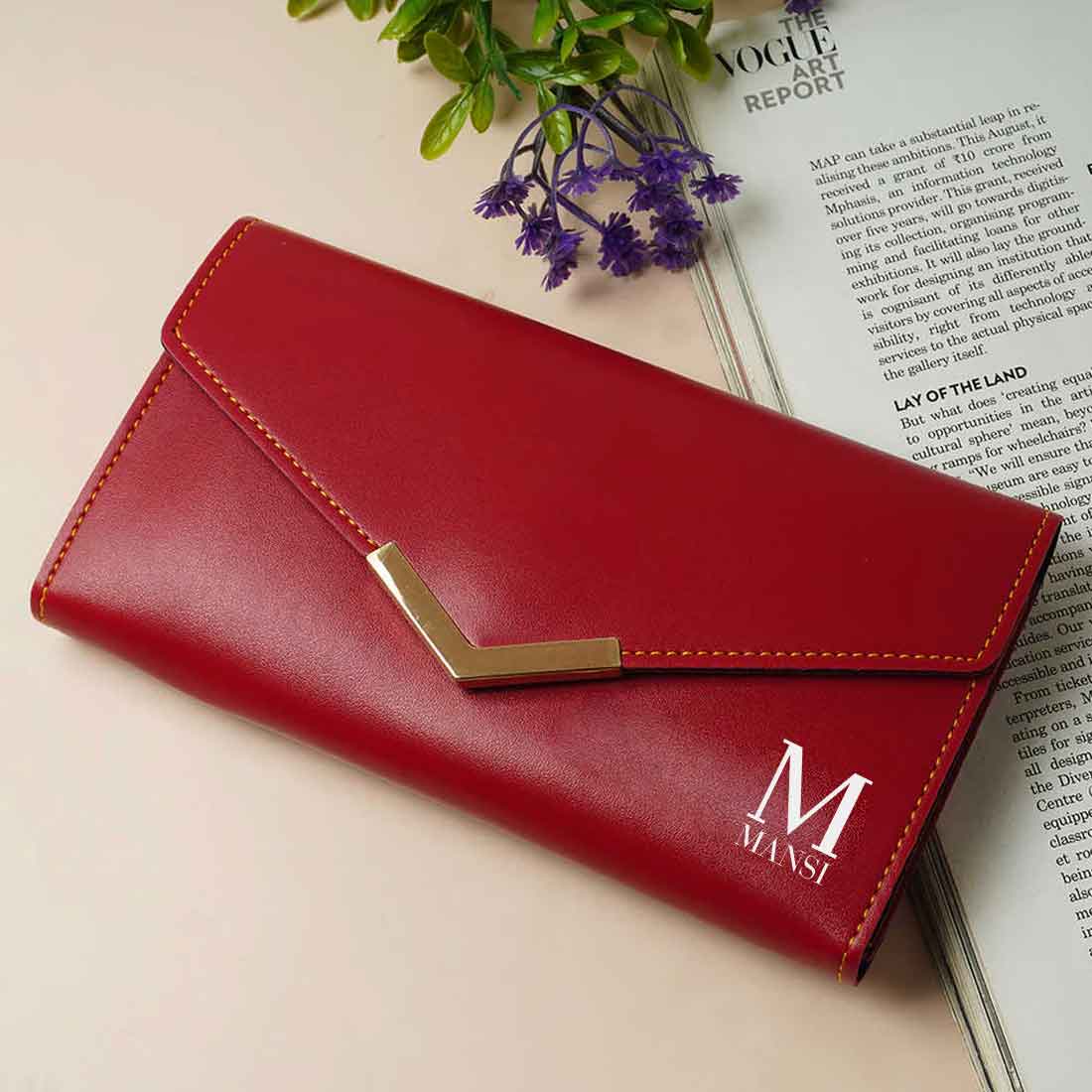 Personalized Ladies Wallet-Elegant Faux Leather Clutch with Initial Name