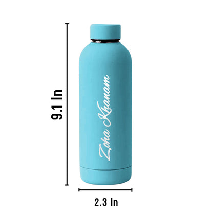 Stainless Steel Water Bottle with Names 500ml Double Insulated Bottles for Office Home Travel- BPA Free, Leakproof