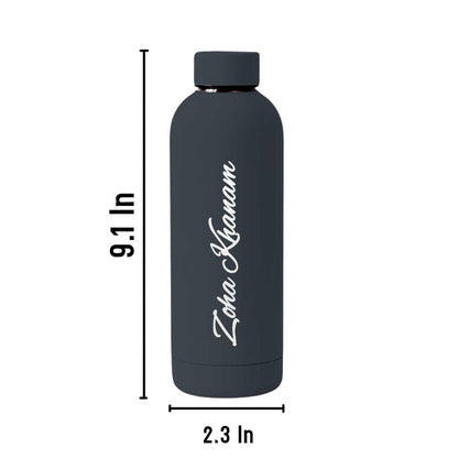 Stainless Steel Water Bottle with Names 500ml Double Insulated Bottles for Office Home Travel- BPA Free, Leakproof