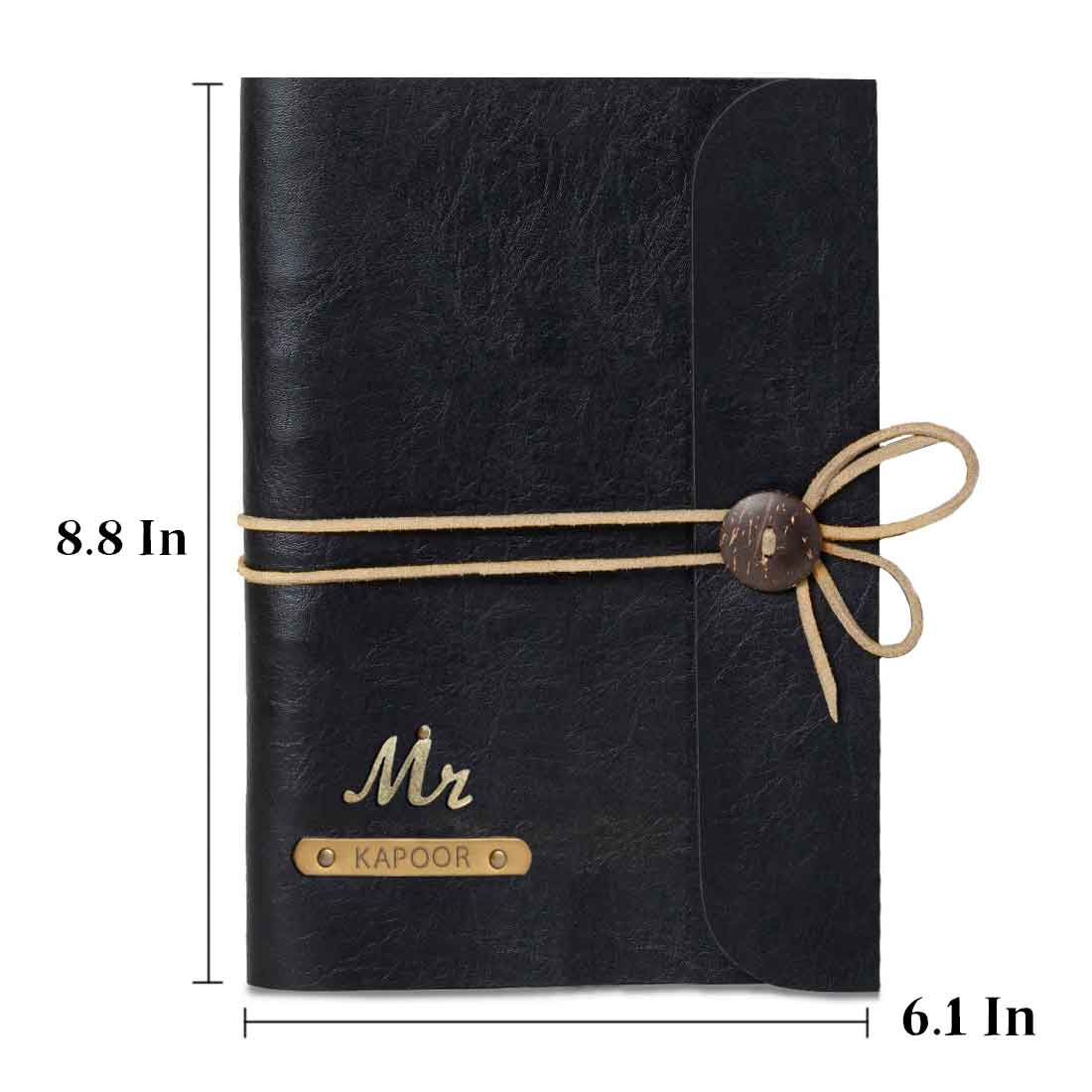 Personalized Diary with Name and Charms - Premium PU Leather Diaries and Black Pen