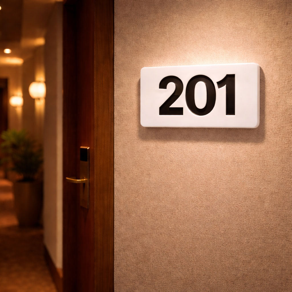 Professional Hotel & Villa Room Number Signs | Durable 3D Acrylic Room Number Board