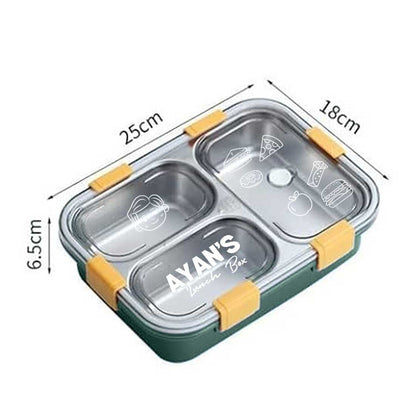 Custom Lunch Box with Name Stainless Steel Leak Proof Tiffin