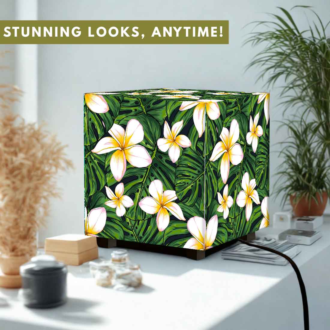 Nutcase Designer LED Lamp for Bedroom– Compact Cube Light for Home - Tropical