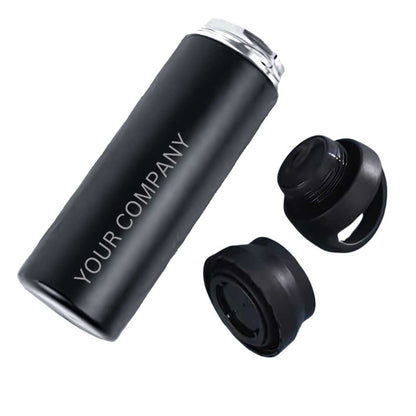 Custom Thermos Water Bottle 500ml - Black Stainless Steel Bottle With Your Company Name