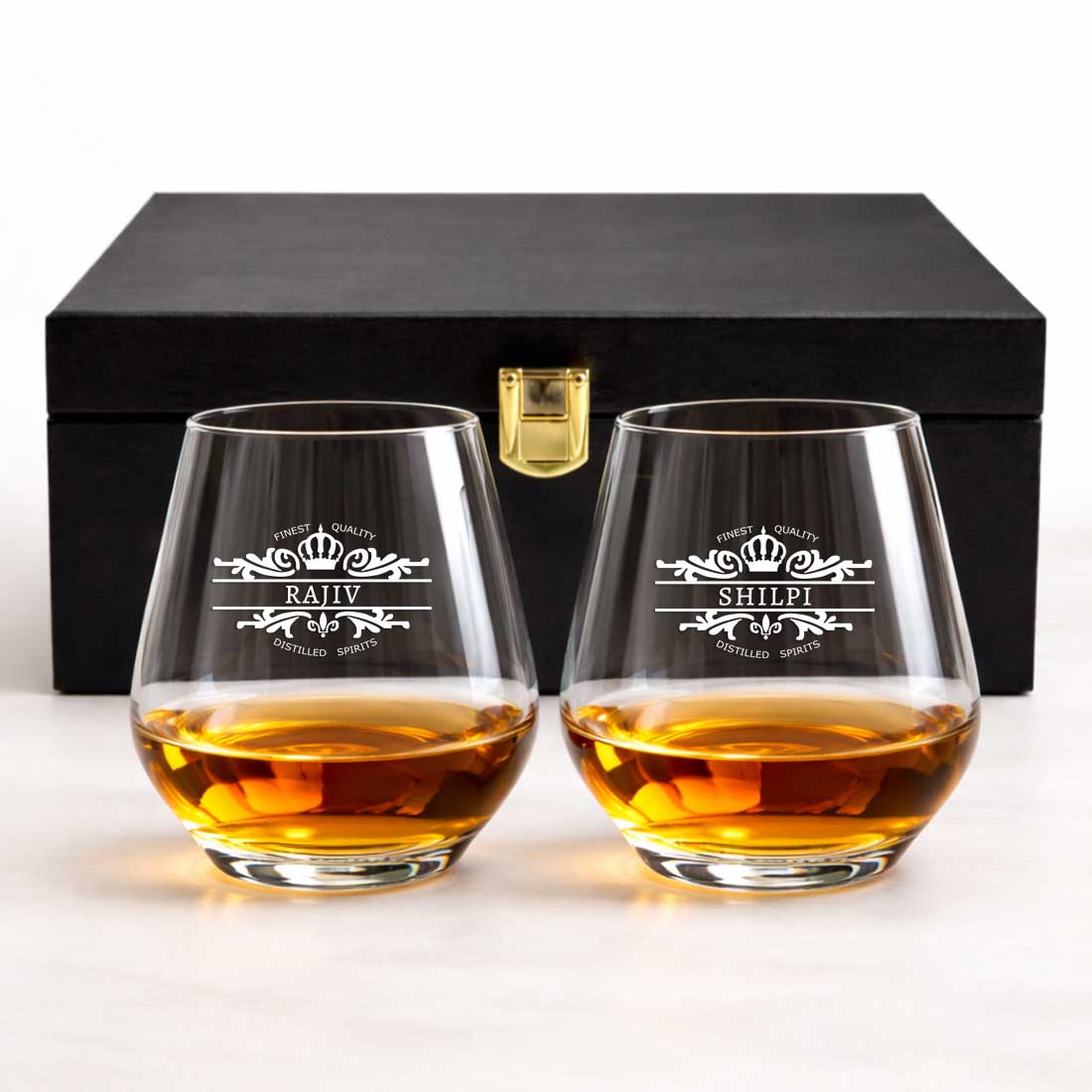 Customized Scotch Whiskey Drinking Glasses - Engraved Modern Whiskey Glass & Luxury Gift for Men