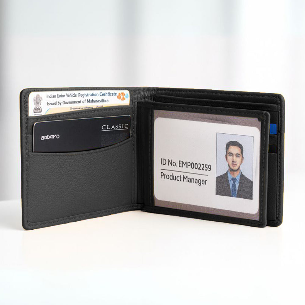 Custom Wallet for Men – Genuine Leather Premium Wallet with 9 Card Slots, Flip iCard Slot & 2 Cash Compartments