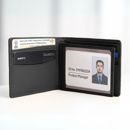 Custom Wallet for Men – Genuine Leather Premium Wallet with 9 Card Slots, Flip iCard Slot & 2 Cash Compartments