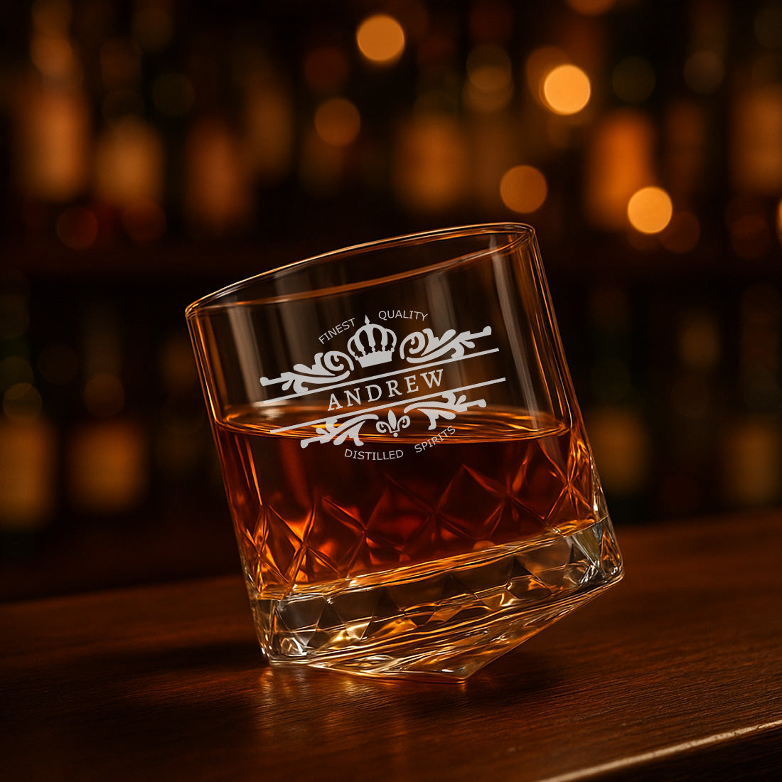 Custom Scotch Whiskey Glasses – Premium Engraved Diamond-Cut Whisky Glass, Gift for Men, Birthdays & Barware Lovers