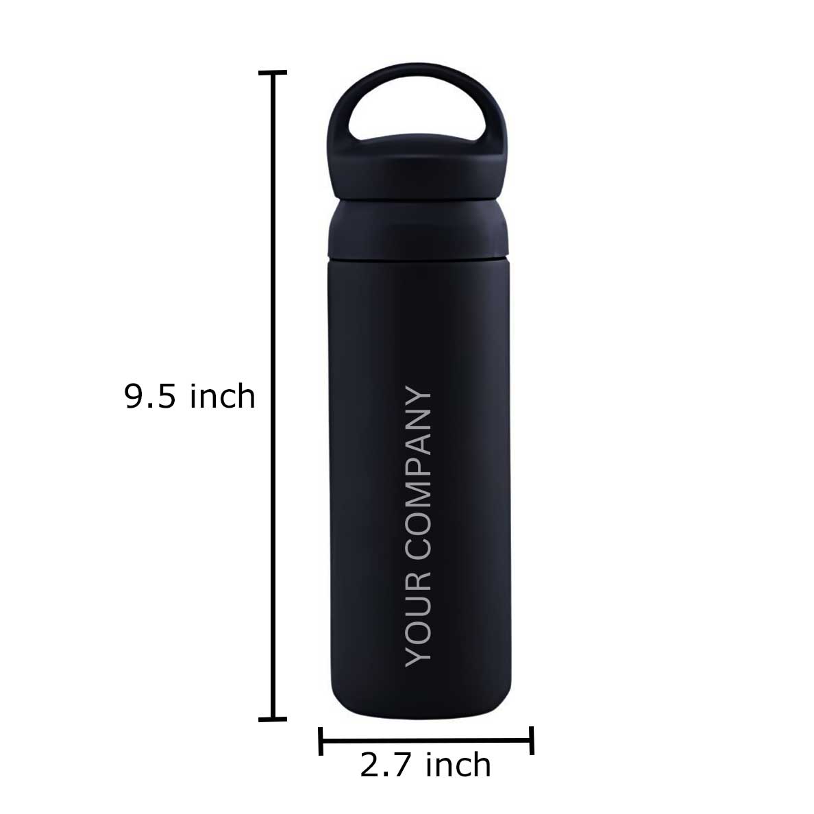 Custom Thermos Water Bottle 500ml - Black Stainless Steel Bottle With Your Company Name