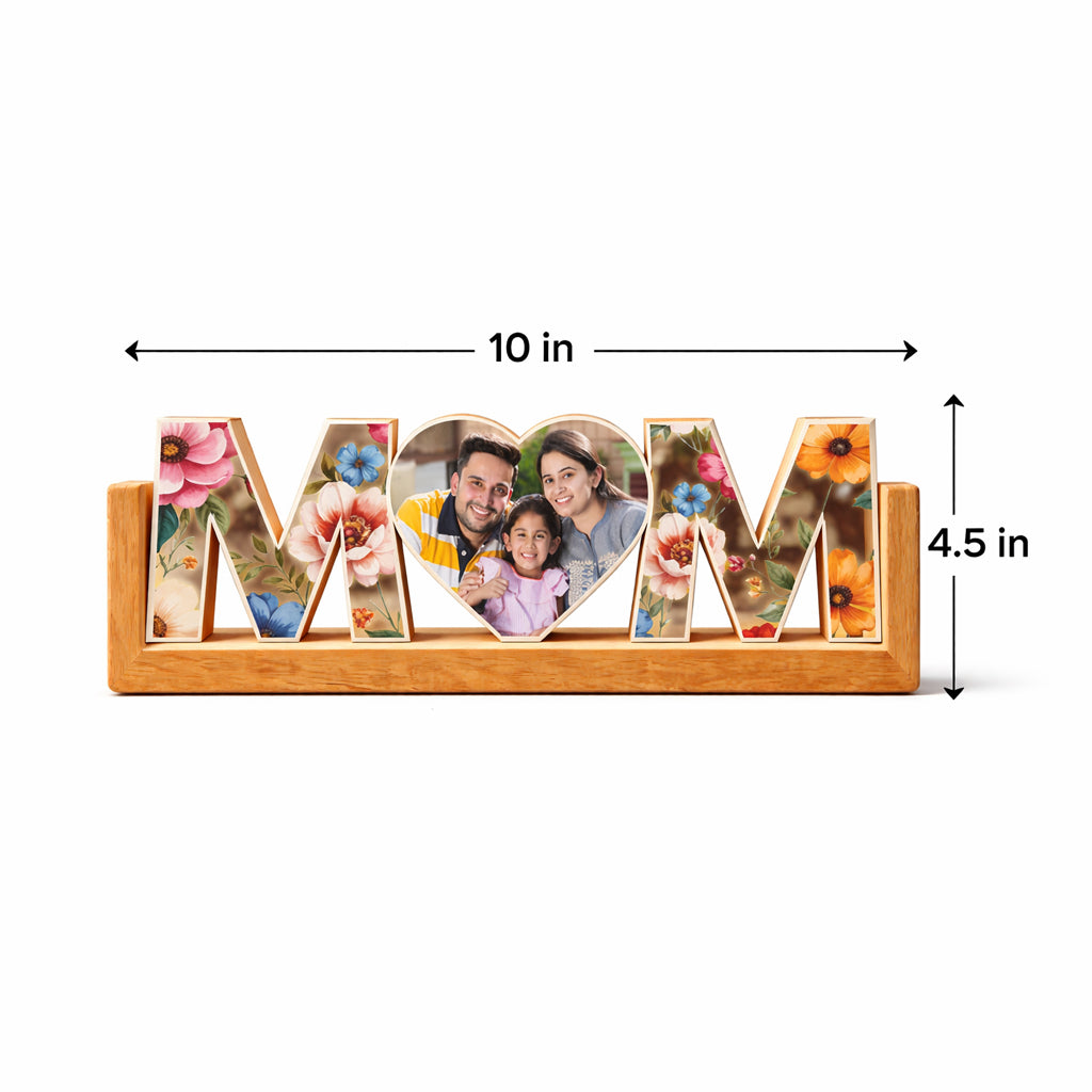 Customized Photo Lamp for Mom – Premium LED Desk Lamp with Wooden Base