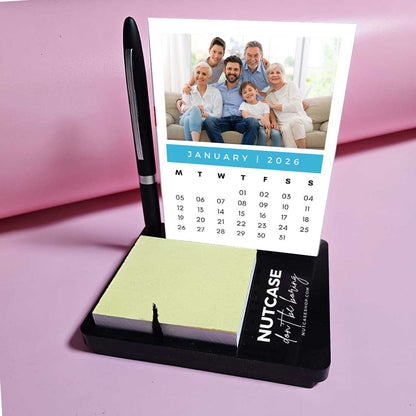 Calendar on Desk with Photo and Pen Stand (including Pen) and Slot for Post-its (Post Its 1 set Included)