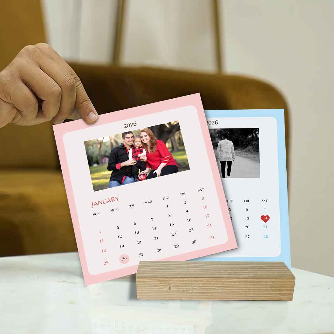Nutcase Photo Calendar with Wooden Stand-Your Pics on Your Calendar