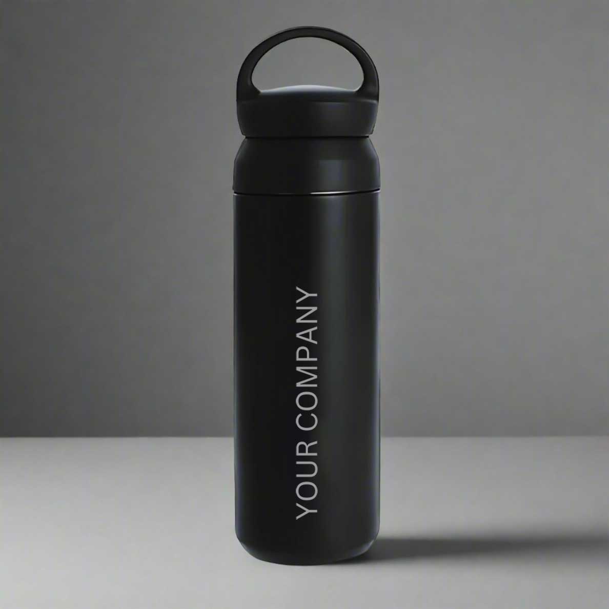 Custom Thermos Water Bottle 500ml - Black Stainless Steel Bottle With Your Company Name