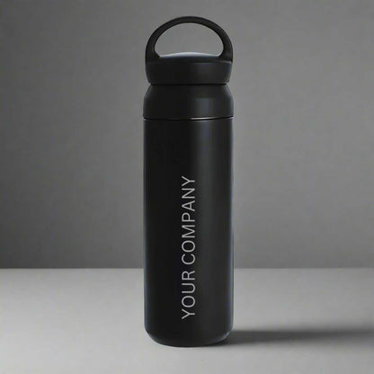 Custom Thermos Water Bottle 500ml - Black Stainless Steel Bottle With Your Company Name