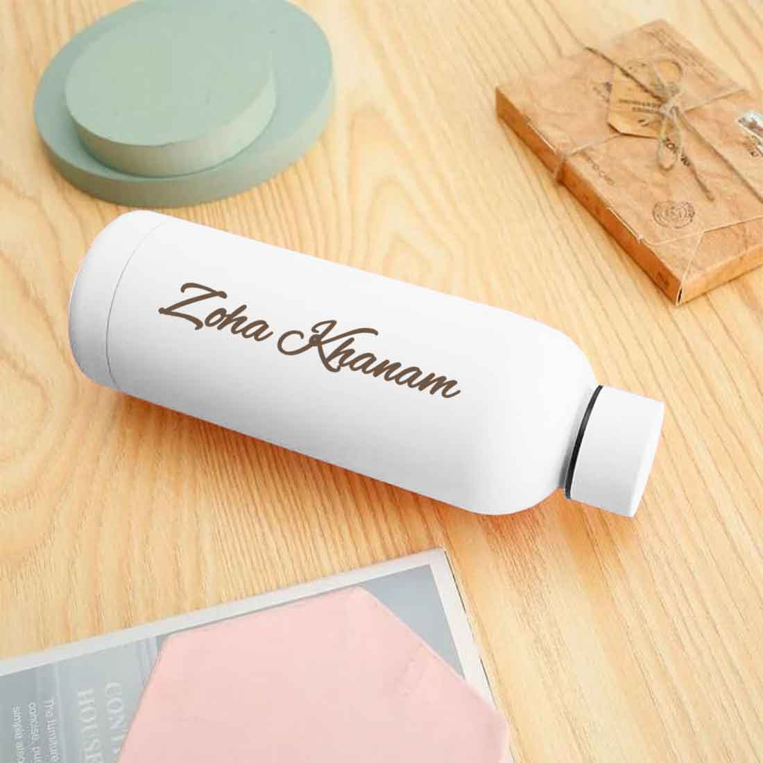 Stainless Steel Water Bottle with Names 500ml Double Insulated Bottles for Office Home Travel- BPA Free, Leakproof- Set OF 2