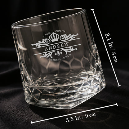 Custom Scotch Whiskey Glasses – Premium Engraved Diamond-Cut Whisky Glass, Gift for Men, Birthdays & Barware Lovers
