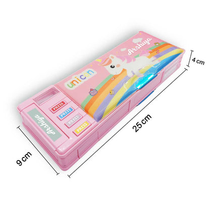 Personalised Pencil Box Switch Operated Multi-functional Compass Box for Kids with Press buttons