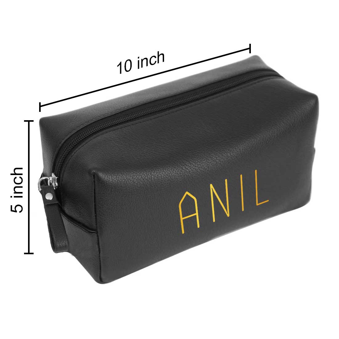 Traveling Pouch with Name - Black Leather Organizer Pouch