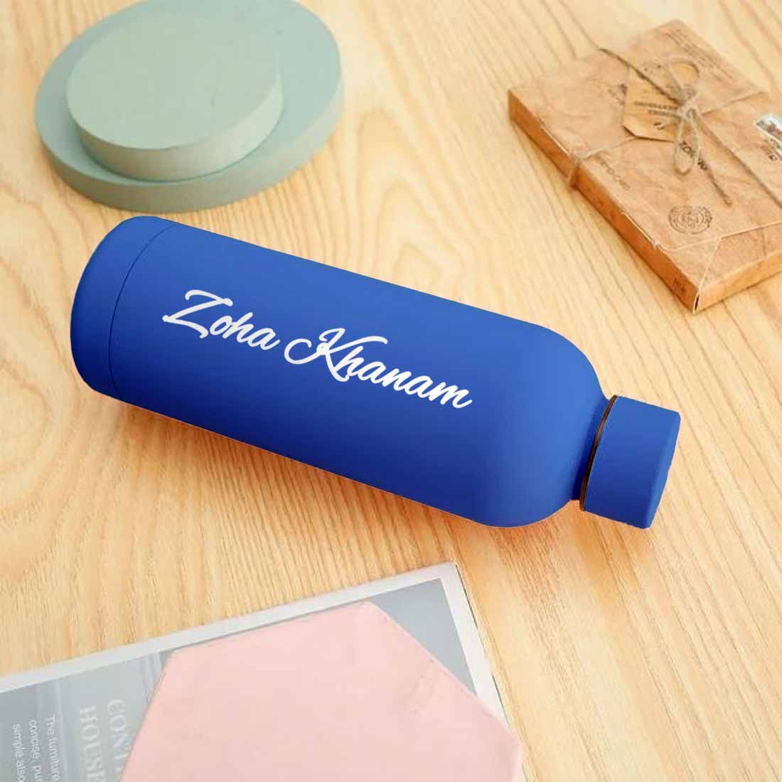 Stainless Steel Water Bottle with Names 500ml Double Insulated Bottles for Office Home Travel- BPA Free, Leakproof- Set OF 2