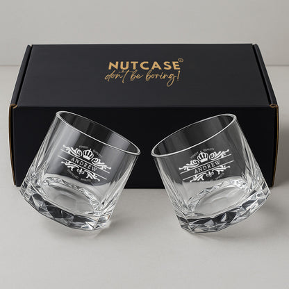Custom Scotch Whiskey Glasses – Premium Engraved Diamond-Cut Whisky Glass, Gift for Men, Birthdays & Barware Lovers